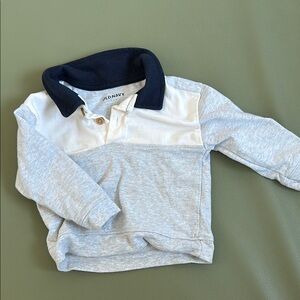 Old Navy Kids' Gray and White Long Sleeve Polo Shirt